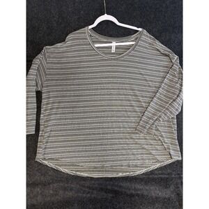 Athleta Striped Long Sleeve‎ V Neck Relaxed Fit Top 3xl 0604